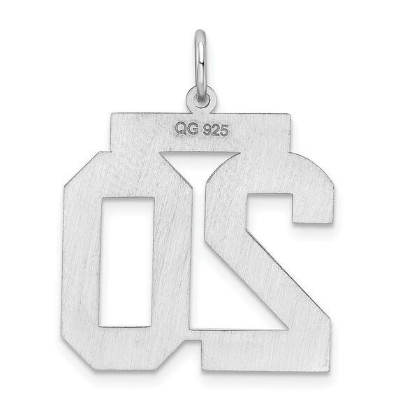 Sterling Silver, Athletic Collection, Large Polished Number 20 Pendant